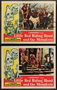 6c344 LITTLE RED RIDING HOOD & THE MONSTERS 8 LCs 1964 really wacky, sure to scare little kids!