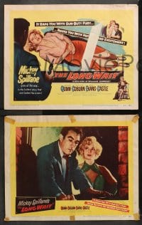 6c351 LONG WAIT 8 LCs 1954 Mickey Spillane goes all the way, Anthony Quinn, Peggie Castle