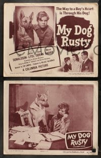 6c395 MY DOG RUSTY 8 LCs 1948 the way to a boy's heart is through his German Shepherd dog!