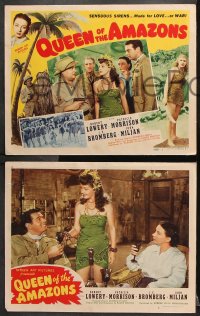 6c442 QUEEN OF THE AMAZONS 8 LCs 1947 Robert Lowery, Patricia Morrison, sexy jungle women!