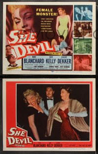6c492 SHE DEVIL 8 LCs 1957 sexy inhuman female monster who destroyed everything she touched!