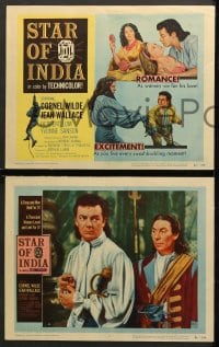 6c512 STAR OF INDIA 8 LCs 1956 Cornel Wilde, Jean Wallace, Lom, adventure, romance, excitement!