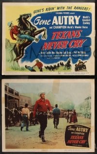 6c540 TEXANS NEVER CRY 8 LCs 1951 cowboy Gene Autry & Champion are ridin' with the Texas Rangers!