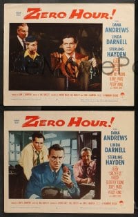 6c814 ZERO HOUR 4 LCs 1957 Dana Andrews, Linda Darnell & Hayden, movie parodied in Airplane!