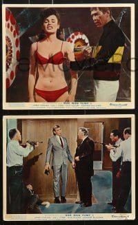 6d085 OUR MAN FLINT 7 color English FOH LCs 1966 James Coburn in sexy James Bond spy spoof!