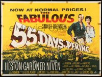 6f340 55 DAYS AT PEKING British quad 1963 Heston, Gardner & David Niven by Terpning, rare!