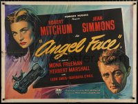 6f343 ANGEL FACE British quad 1953 Mitchum & Simmons, Otto Preminger, Howard Hughes, ultra-rare!