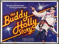 6f350 BUDDY HOLLY STORY British quad 1978 great image of Gary Busey performing on stage with guitar!