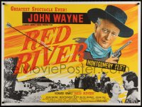 6f381 RED RIVER British quad R1950s great artwork of John Wayne, Montgomery Clift, Howard Hawks