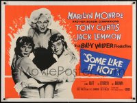 6f387 SOME LIKE IT HOT British quad R1960s Marilyn Monroe w/ Tony Curtis & Jack Lemmon in drag!