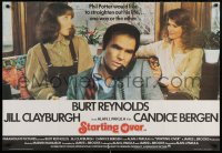 6f392 STARTING OVER British quad 1979 Burt Reynolds, Jill Clayburgh, Candice Bergen!