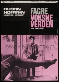 6f078 GRADUATE Danish R1970s classic image of Dustin Hoffman & sexy leg with pink design!