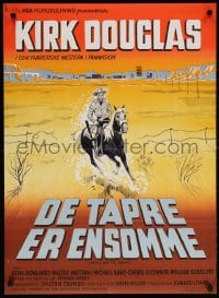 6f080 LONELY ARE THE BRAVE Danish 1962 different art of Kirk Douglas by Aage Lundvald!