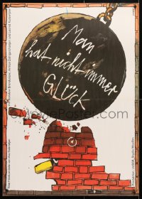 6f205 RAZ NA RAZ NE PRIKHODITSYA East German 23x32 1989 Ara Gabrielyan, wild wrecking ball artwork!