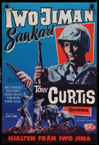 6f257 OUTSIDER Finnish 1962 great close up art of Tony Curtis as Ira Hayes of Iwo Jima fame!