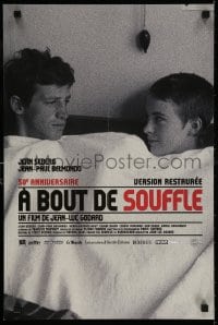 6f511 A BOUT DE SOUFFLE French 15x24 R2010 Godard, close-up of sexy Jean Seberg & Belmondo!