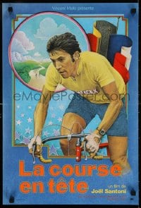 6f559 LA COURSE EN TETE French 16x23 1974 Santoni, art of real life cyclist Eddy Merckx on bike!