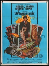 6f012 LIVE & LET DIE Indian 1973 Robert McGinnis art of Roger Moore as James Bond!