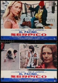 6f967 SERPICO group of 2 Italian 18x26 pbustas 1974 undercover cop Al Pacino, Lumet crime classic!