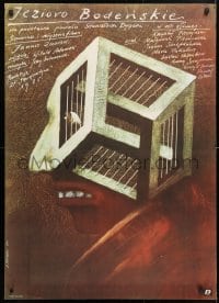 6f404 BODENSEE Polish 27x37 1985 great Andrzej Pagowski art of man with prison M.C. Escher-head!