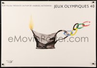 6f429 OLYMPICS 40 Polish 27x38 1980 Jerzy Flisak art of Olympic rings chained to the flame!