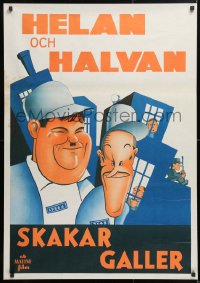 6f046 PARDON US Swedish R1940s wonderful different art of convicts Stan Laurel & Oliver Hardy!
