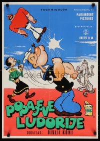 6f033 POPAJEVE LUDORIJE Yugoslavian 19x27 1960s art of Popeye, Olive Oyle & Bluto!