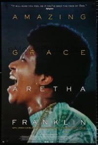 6g587 AMAZING GRACE DS 1sh 2018 great close-up profile image of Aretha Franklin singing!