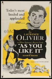 6g598 AS YOU LIKE IT 1sh R1949 Sir Laurence Olivier in William Shakespeare's romantic comedy!