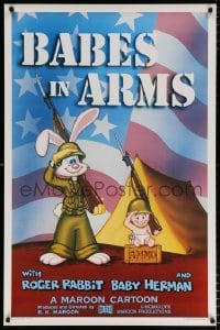 6g606 BABES IN ARMS Kilian 1sh 1988 Roger Rabbit & Baby Herman in Army uniform with rifles!