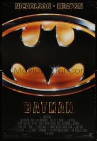 6g609 BATMAN 1sh 1989 directed by Tim Burton, cool image of Bat logo, new credit design!