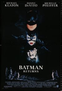 6g612 BATMAN RETURNS 1sh 1992 Michael Keaton, Danny DeVito, Michelle Pfeiffer, Tim Burton!