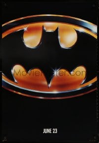 6g610 BATMAN teaser 1sh 1989 directed by Tim Burton, cool image of Bat logo, matte finish!