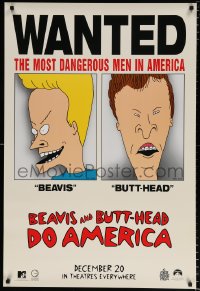 6g617 BEAVIS & BUTT-HEAD DO AMERICA teaser 1sh 1996 Mike Judge, most dangerous men in America!