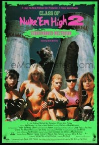 6g263 CLASS OF NUKE 'EM HIGH PART 2 26x38 video poster 1991 giant mutant rat & sexy girls!