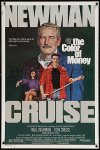 6g641 COLOR OF MONEY 1sh 1986 Robert Tanenbaum art of Paul Newman & Tom Cruise playing pool!