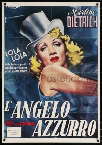 6g284 BLUE ANGEL 28x40 Italian commercial poster 1980s von Sternberg, Cesselon art of Marlene Dietrich!