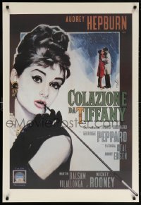 6g286 BREAKFAST AT TIFFANY'S 27x39 Italian commercial poster 2000s Nistri art of Audrey Hepburn!