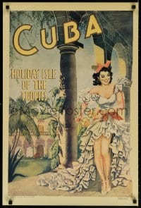 6g293 CUBA 20x30 commercial poster 2001 reprint of the 1949 poster, holiday isle of the tropics!