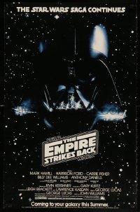 6g298 EMPIRE STRIKES BACK 22x34 commercial poster 1983 Darth Vader helmet in space from teaser!