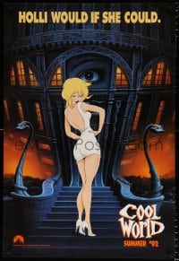 6g643 COOL WORLD teaser 1sh 1992 cartoon art of Kim Basinger as Holli, she would if she could!