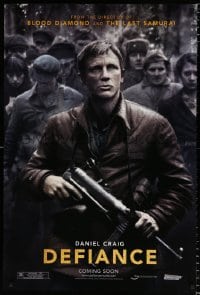 6g660 DEFIANCE teaser DS 1sh 2008 Edward Zwick directed, rugged Daniel Craig w/machine gun!