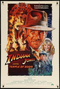 6g733 INDIANA JONES & THE TEMPLE OF DOOM 1sh 1984 adventure is Ford's name, Drew Struzan art!
