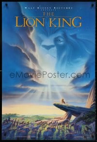 6g771 LION KING DS 1sh 1994 Disney Africa, John Alvin art of Simba on Pride Rock with Mufasa in sky