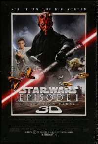 6g845 PHANTOM MENACE advance DS 1sh R2012 Star Wars Episode I in 3-D, different image of Darth Maul!
