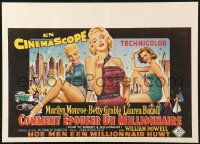 6g016 HOW TO MARRY A MILLIONAIRE 16x22 Belgian REPRO poster 1990s Marilyn Monroe, Grable & Bacall!