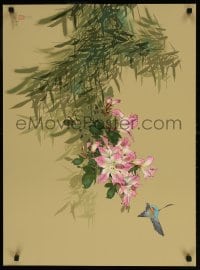 6g034 DAVID LEE signed #49/300 22x30 art print 1950s by the artist, art of hummingbird and flowers!