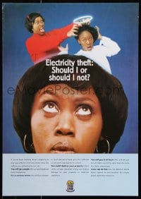 6g387 ELECTRICITY THEFT 17x24 Kenyan special poster 1990s devil and angel - should I or not!