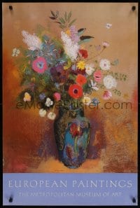 6g215 EUROPEAN PAINTINGS 24x36 museum/art exhibition 1985 artwork of vase and flowers by Redon!