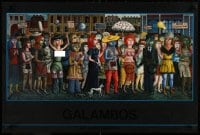 6g056 GALAMBOS signed 20x30 special poster 1990s by the artist, wild artwork of a crowd of people!